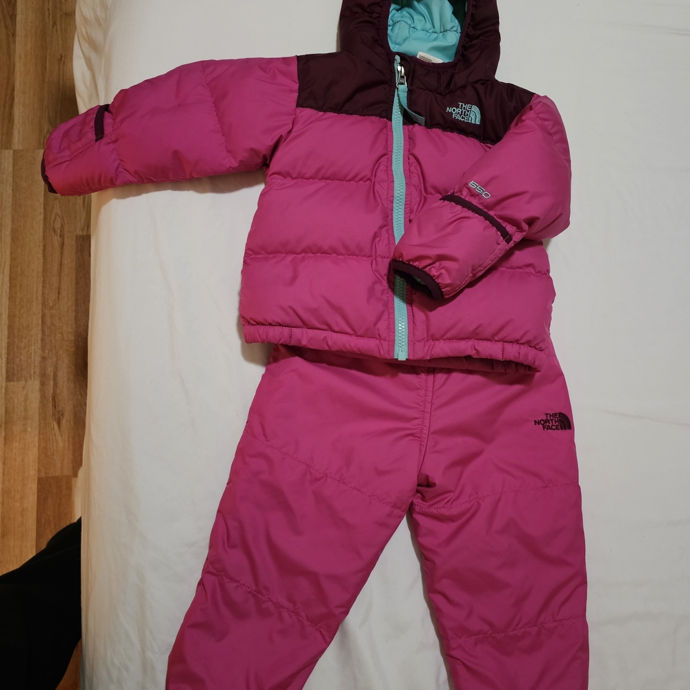 The North Face Pink and Burgundy Snowsuit